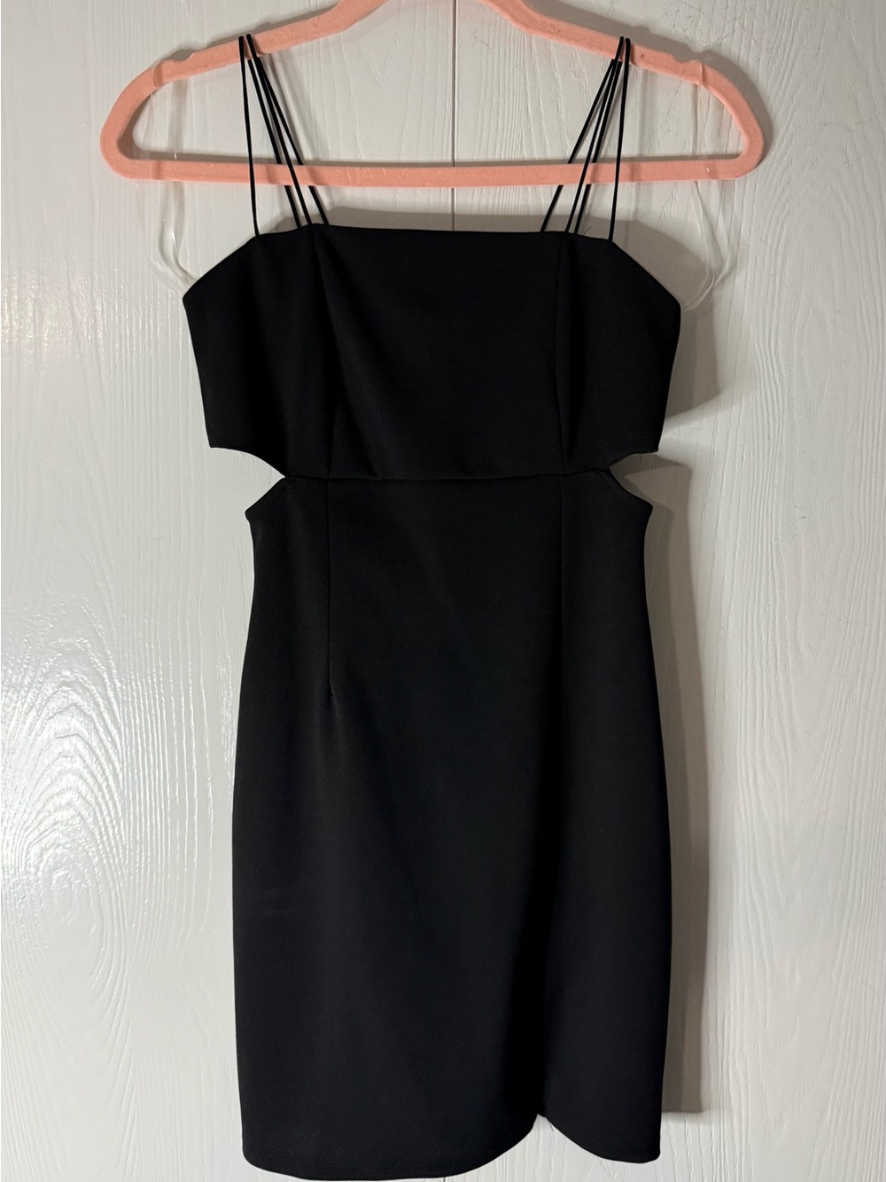 Blue Blush Black Cutout Mini Dress with Double Spaghetti Straps